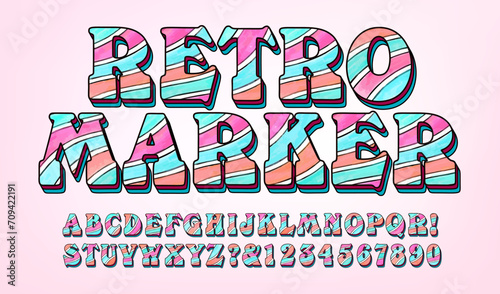 Retro Marker is a groovy multicolored retro lettering style with roots in 1970s post-psychedelic pop art
