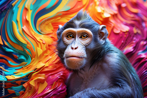 monkey with colorful abstract background