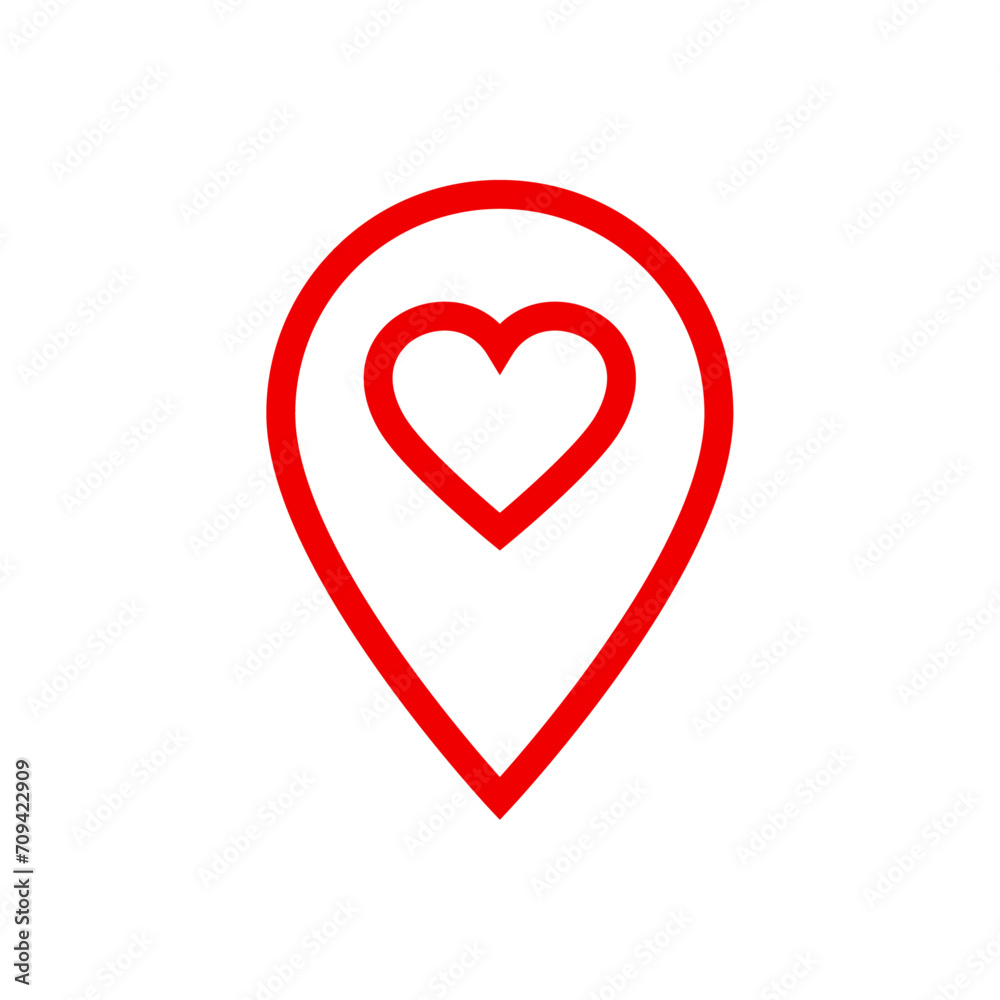 Location pointer with heart icon