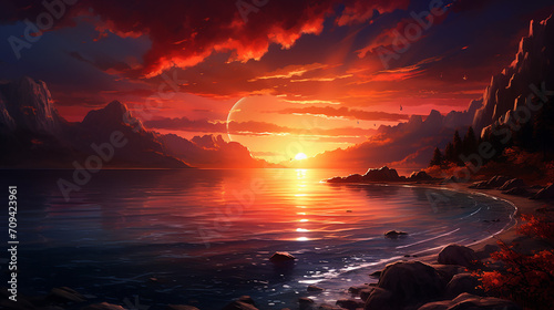 beautiful sunset panorama