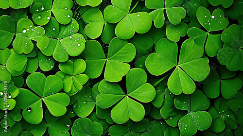 Shamrock four leaf clover background for St Patrick's day celebration photo