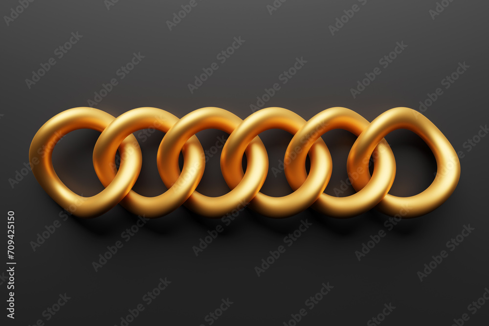3d illustration of gold metal chains. Set of chains on a black background. 3d illustration of gold metal chains. Set of chains on a black background.