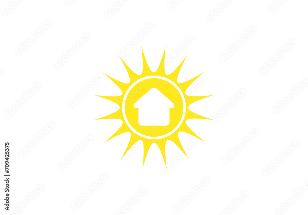 house with sun icon vector logo illustration logo on white background