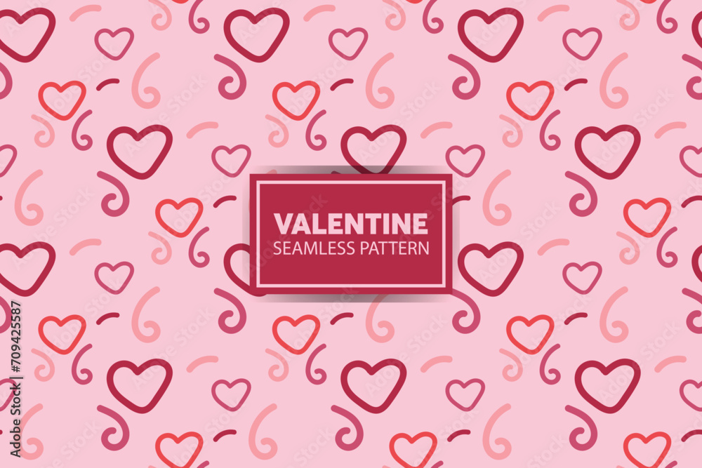 seamless pattern background of hearts with cute style in pink color