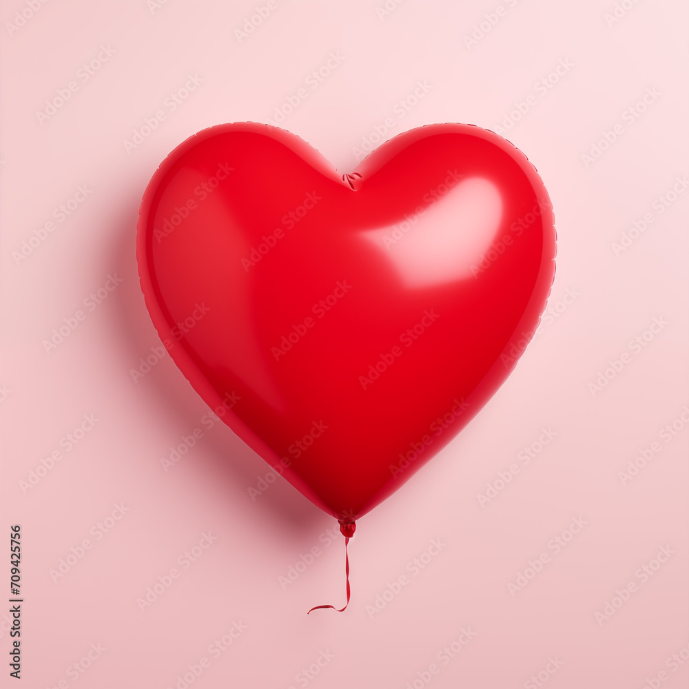 red heart shaped balloon on a pink background