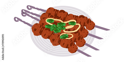 khorovats traditional food armenia barbeque grill meat with skewer delicious meal for lunch or dinner cuisine