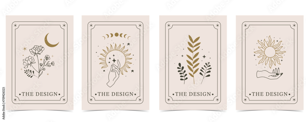boho card tarot for a4 vertical illustration design - obrazy, fototapety, plakaty 