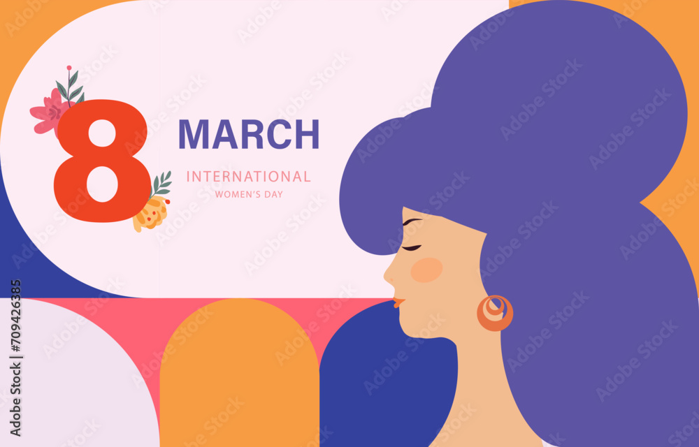 International women day with geometric shape use for horizontal banner design