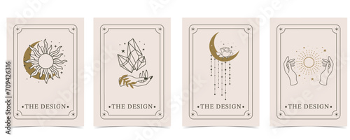 boho card tarot for a4 vertical illustration design
