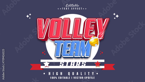 editable volley team text effect.typhography logo