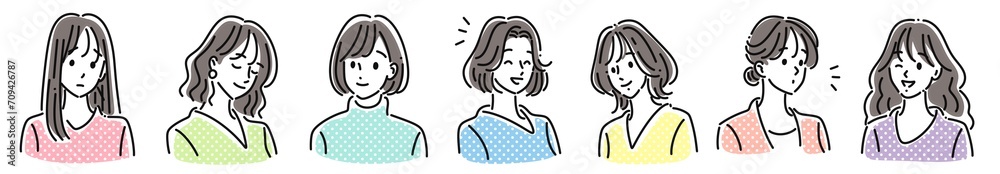 女性・女の子のイラスト素材セット