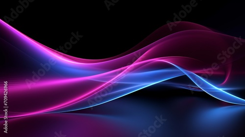 Purple and blue 3d wave on black background - abstract business technology wallpaper