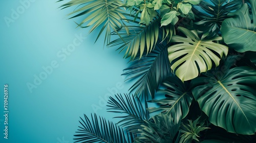 Tropical palm leaves. Nature background. 3d render illustration