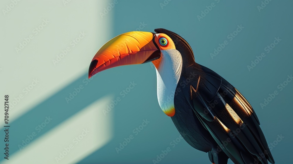 Naklejka premium Cartoon digital avatars of ParadiseBound Toucan Blogger