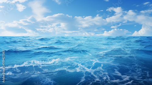 blue ocean water background with blue sky