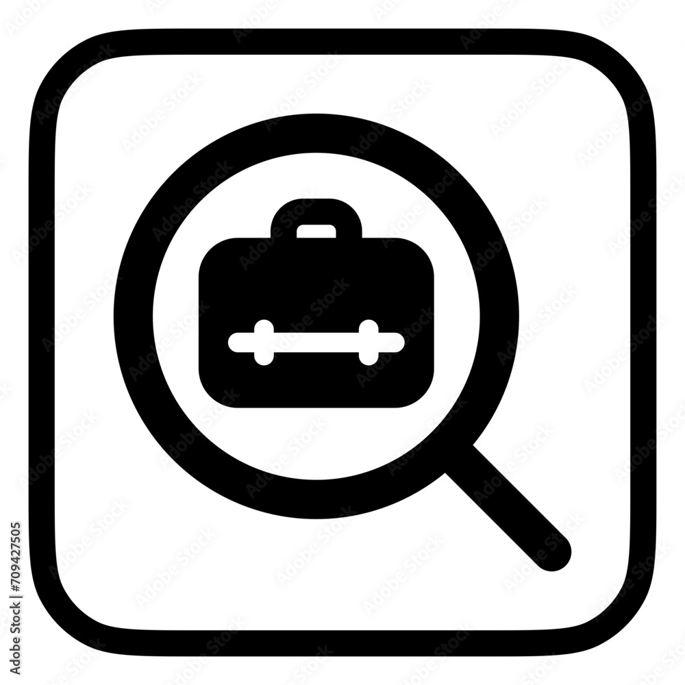 Editable job search, job vacancy, magnifying glass, briefcase vector icon. Business, work, office. Part of a big icon set family. Perfect for web and app interfaces, presentations, infographics, etc