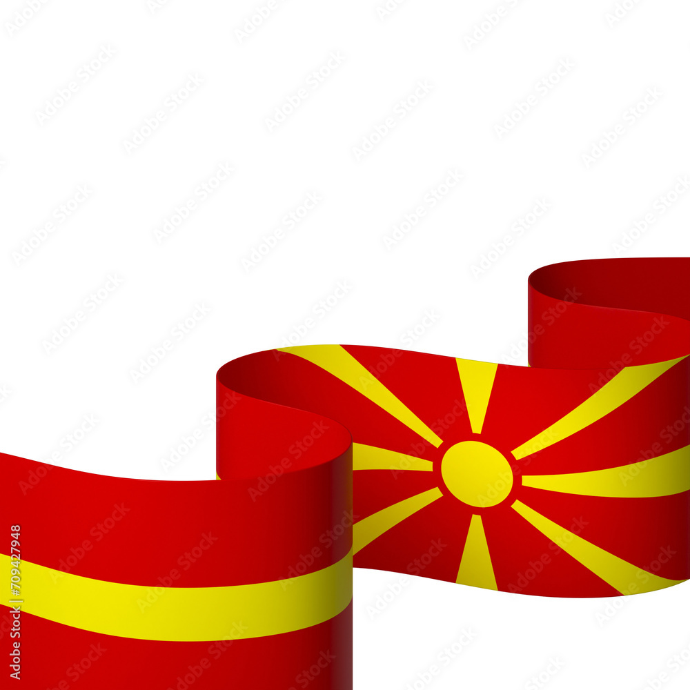 North Macedonia flag element design national independence day banner ribbon png

