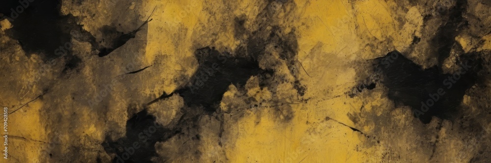 Dark yellow and black contemporary painting, grunge background. Modern poster for room decoration