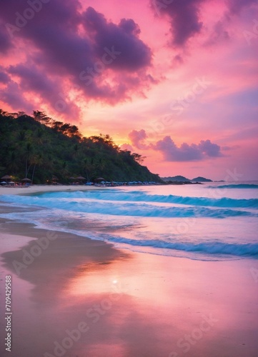sunset on the phuket beach