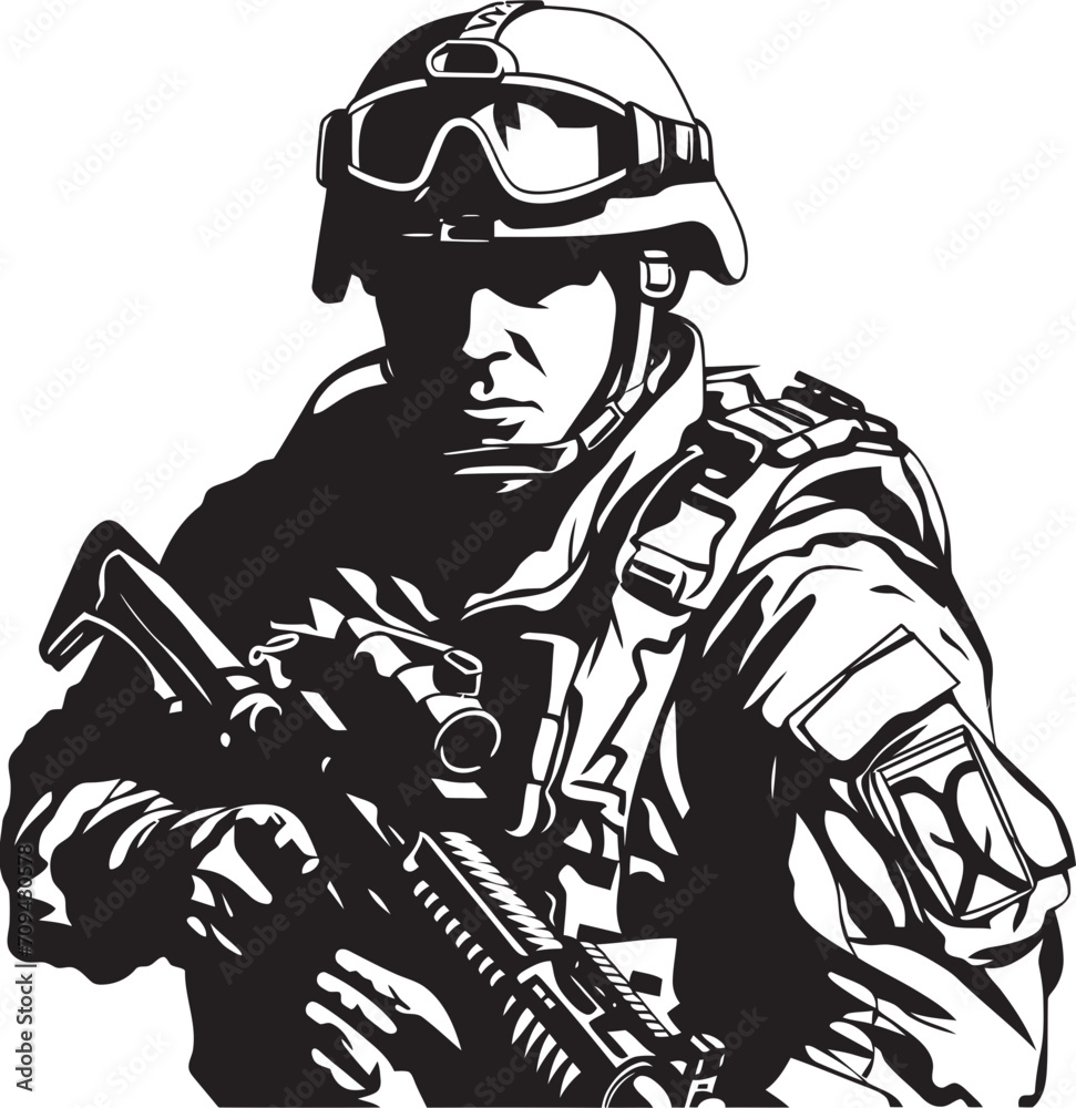 Striker Sentinel Combat Soldier Icon in Black Warrior Whispers Tactical Soldier Vector Insignia Striker Sentinel Combat Soldier Icon in Black Warrior Whispers Tactical Soldier Vector Insignia