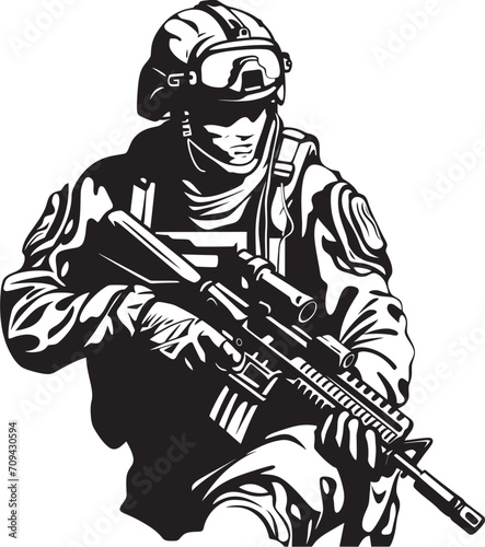 Ninja Commando Black Insignia for Tactical Warriors Shadow Stalker Vector Design for Soldier Icons