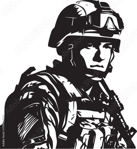 Warrior Mark Vector Design for Combat Icons Silent Sentinel Black Vector Soldier Insignia