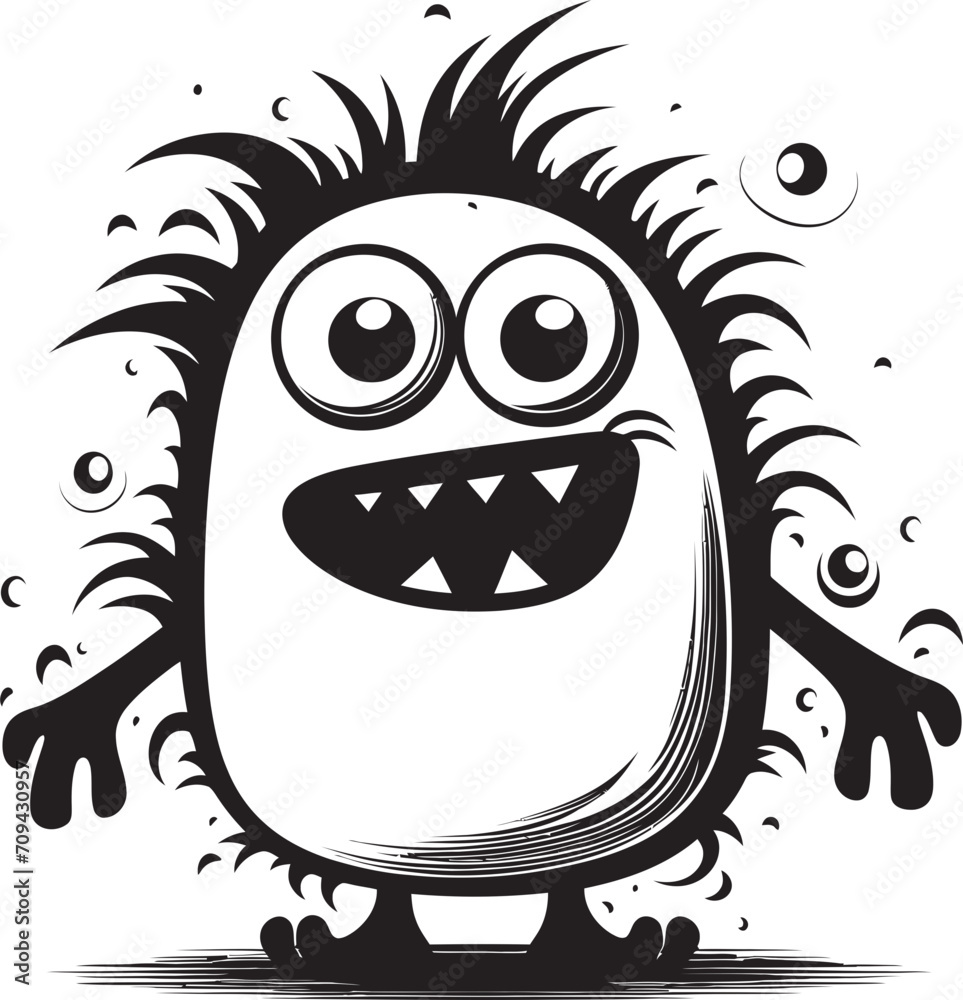 Whimsical Creatures Playful Monster Icon Design in Black Inkblot Pals Doodle Monsters Vector Emblem Whimsical Creatures Playful Monster Icon Design in Black Inkblot Pals Doodle Monsters Vector Emblem