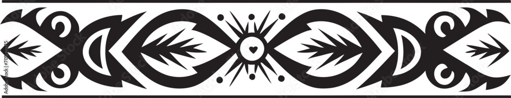 Ancestral Echoes Black Icon for Traditional Border Patterns Tribal Legacy Vector Black Logo for Ethnic Style Borders
