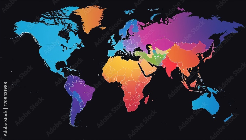 Fototapeta premium Silhouette Map: A Unique Interpretation of the World