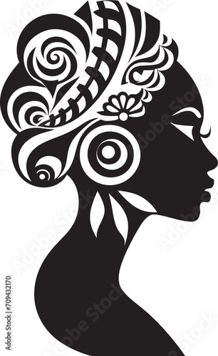 Mystical Muse Black Logo for Tribal Woman Design Whispers of Wisdom Vector Ethnic Woman Face Icon