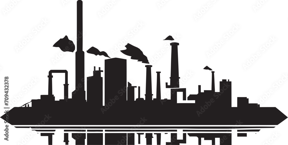 Fototapeta premium Sleek Assembly Monochrome Glyph Signifying Advanced Production Facility Industrial Symphony Vector Black Logo Reflecting Precision Manufacturing