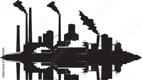 Industrial Ingenuity Black Glyph for Production Facility Future Foundry Vector Industrial Plant Icon in Black