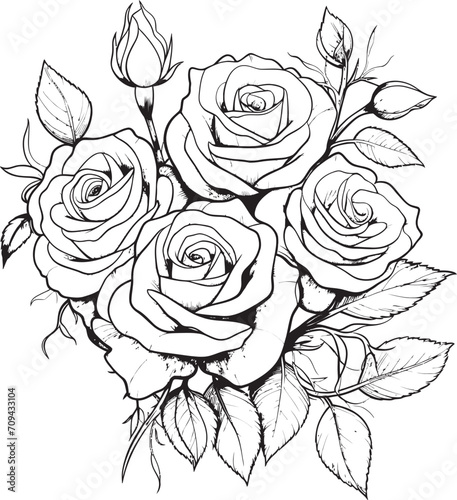 Wallpaper Mural Artistry in Monochrome Black Emblem Featuring a Lineart Rose Icon Velvet Blooms Vector Logo for a Timeless Lineart Rose Design Torontodigital.ca