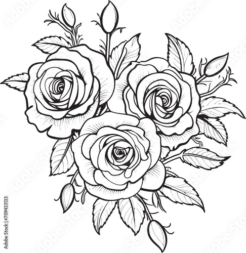 Ink Blooms Black Glyph for a Delicate Lineart Rose Icon Timeless Beauty Vector Emblem Depicting a Black Lineart Rose