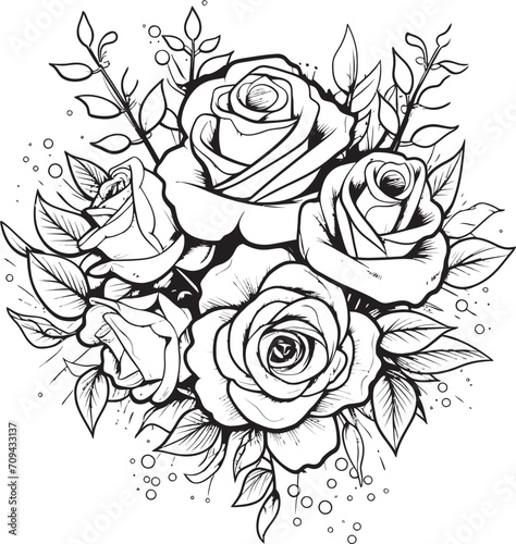 Timeless Beauty Vector Emblem Depicting a Black Lineart Rose Monochromatic Rose Black Logo for an Intricate Lineart Rose Design