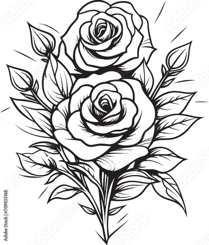 Wallpaper Mural Artistry in Monochrome Black Emblem Featuring a Lineart Rose Icon Velvet Blooms Vector Logo for a Timeless Lineart Rose Design Torontodigital.ca