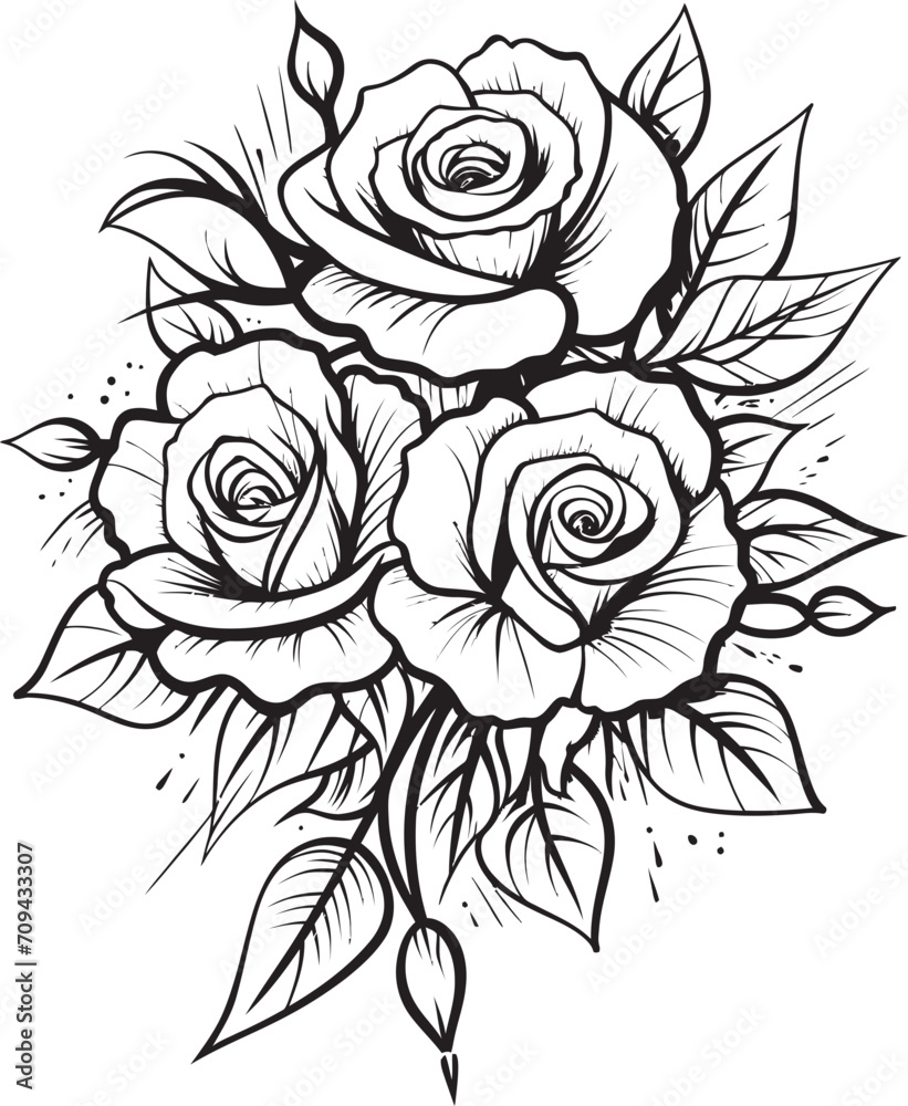 Graphite Elegance Lineart Rose Icon in Bold Black Eternal Roses Black Logo for a Timeless Lineart Rose Design