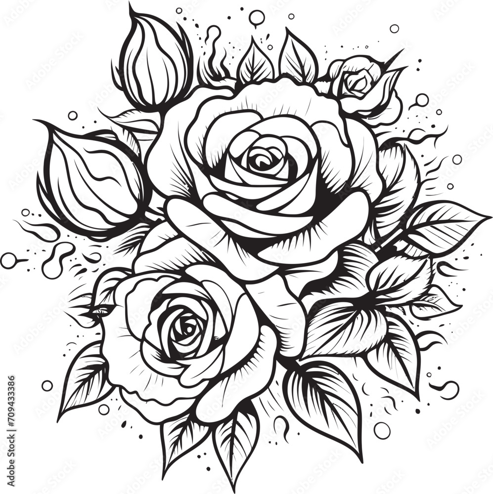 Sculpted Blossom Elegant Black Line Art Rose in Vector Linear Botany Rose Emblem Design with Sleek Black Lines