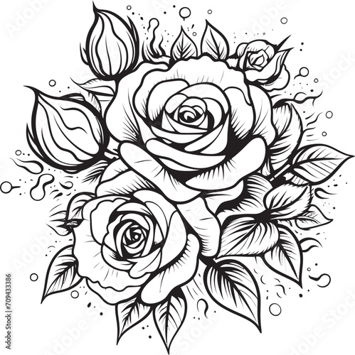 Sculpted Blossom Elegant Black Line Art Rose in Vector Linear Botany Rose Emblem Design with Sleek Black Lines