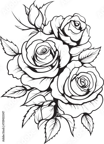 Wallpaper Mural Enigmatic Blooms Lineart Rose Emblem in Monochrome Black Shadowed Serenity Black Glyph Featuring a Lineart Rose Icon Torontodigital.ca