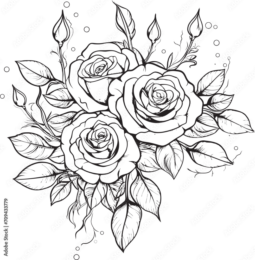 Whispers of Romance Vector Logo Featuring a Black Lineart Rose Graphite Gardens Lineart Rose Design in Striking Black