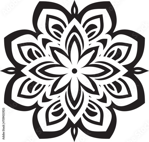 Divine Radiance Intricate Mandala Design in Elegant Black Soulful Symmetry Vector Black Logo Unveiling Mandala Pattern