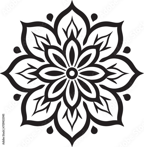Mandala Magic Monochromatic Emblem with Vector Design Cultural Kaleidoscope Black Logo Featuring Mandala Pattern in Vector