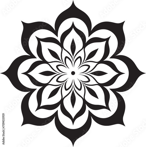 Wholeness Whisper Black Emblem Showcasing Mandala Design in Vector Sacred Geometry Symphony Monochrome Mandala Logo in Sleek Black