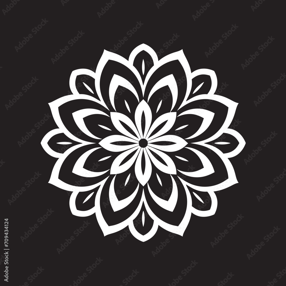 Eternal Symmetry Elegant Mandala Design Icon in Sleek Black Logo Transcendental Patterns Black Logo with Mandala Icon in Monochrome Vector