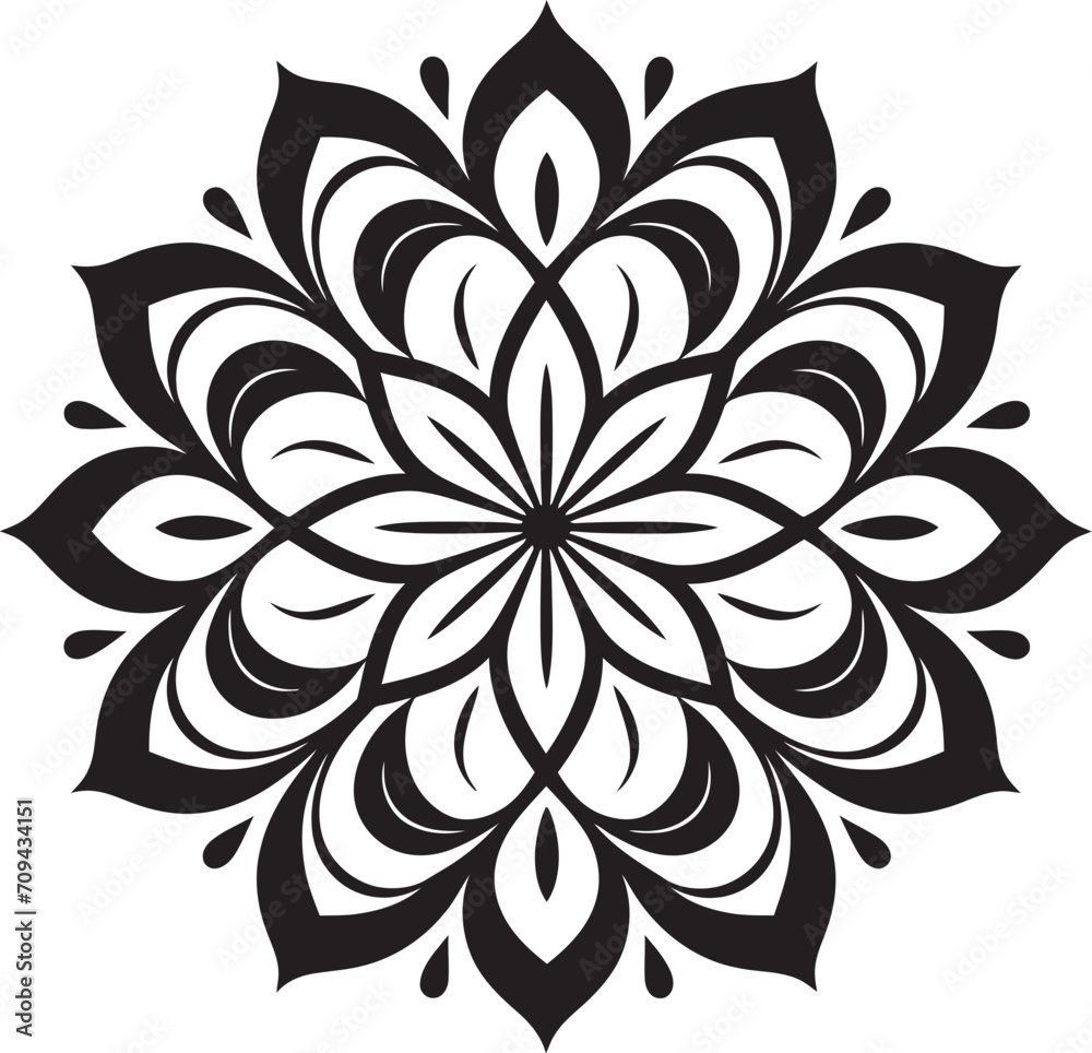 Fototapeta premium Infinite Serenity Monochrome Emblem Depicting Mandala Design in Vector Spiritual Spirals Elegant Black Icon with Mandala in Vector