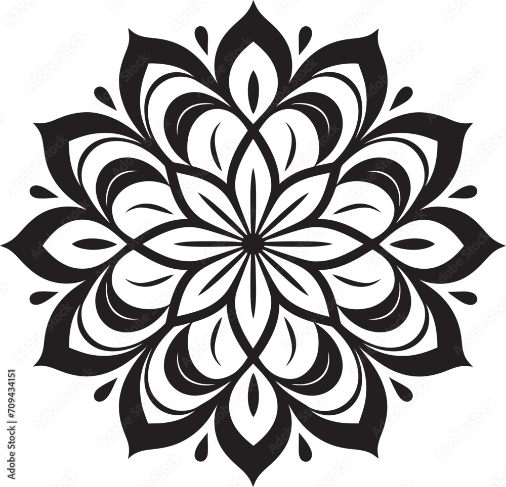 Infinite Serenity Monochrome Emblem Depicting Mandala Design in Vector Spiritual Spirals Elegant Black Icon with Mandala in Vector