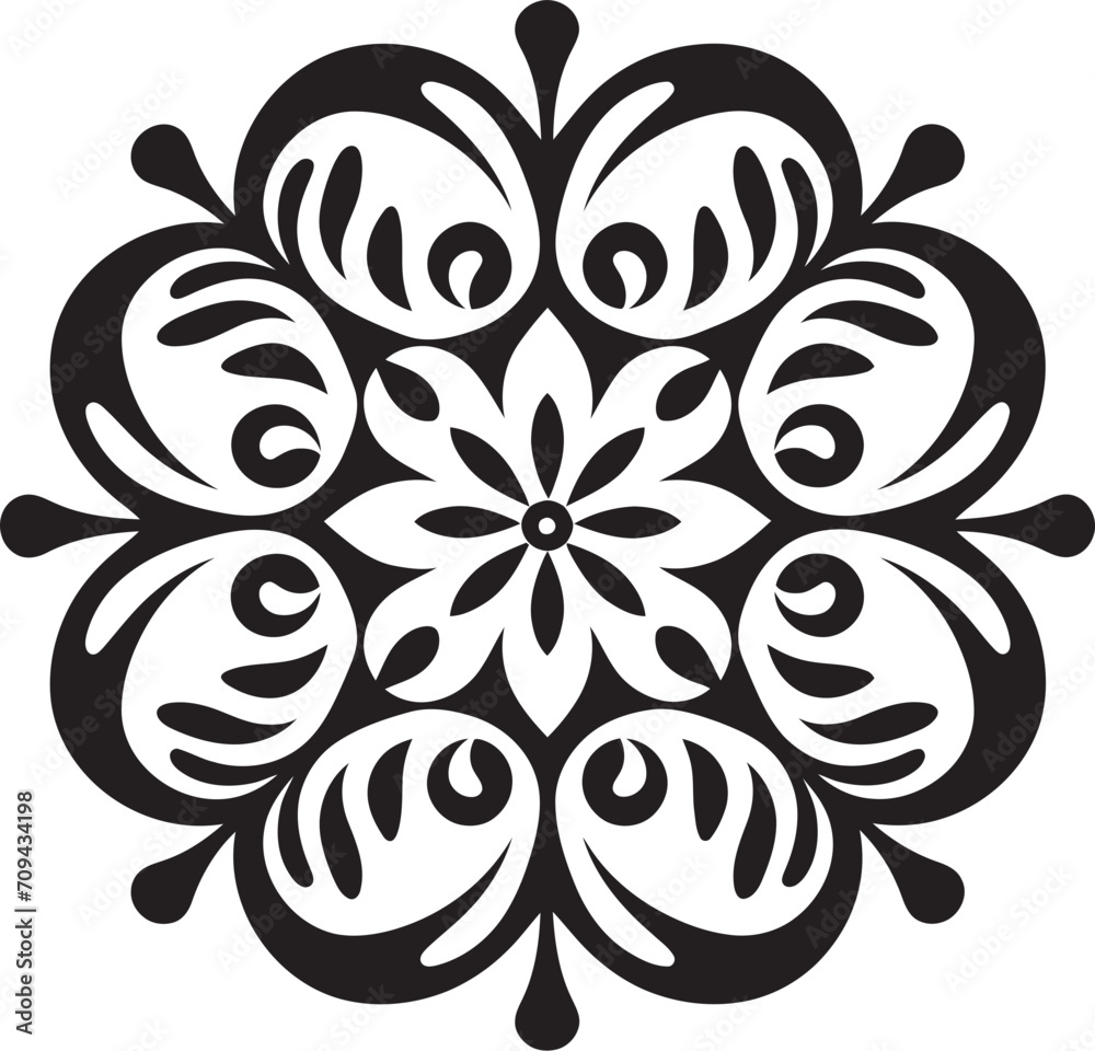 Fototapeta premium Cultural Essence Mandala Icon with Elegant Black Logo in Vector Harmony Unveiled Sleek Black Mandala Design Featuring Vector Pattern