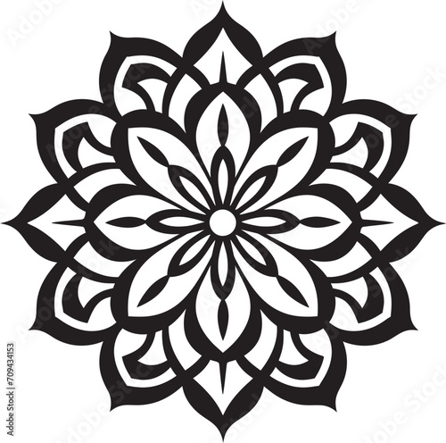 Spiritual Spirals Elegant Black Icon with Mandala in Vector Divine Radiance Vector Mandala Logo Depicting Sleek Black Pattern