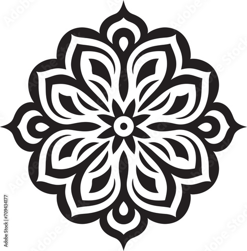 Soulful Symmetry Monochromatic Emblem Showcasing Mandala in Elegant Vector Majestic Circularity Sleek Black Icon Depicting Mandala in Vector